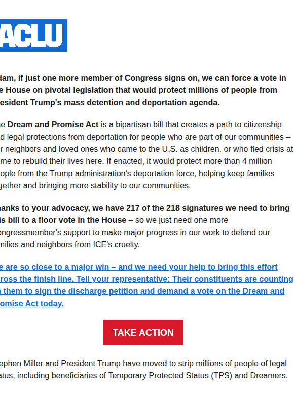 We're one signature away from forcing a vote to protect immigrants