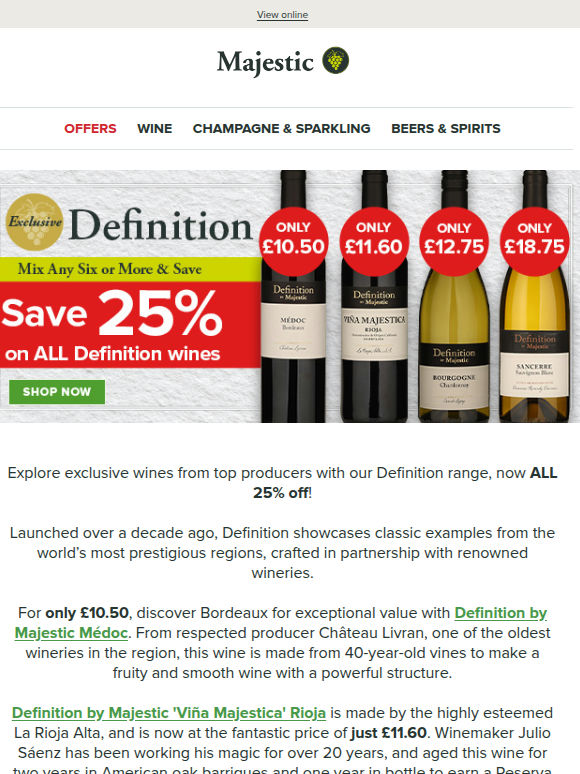 25% off ALL Definition Wines
