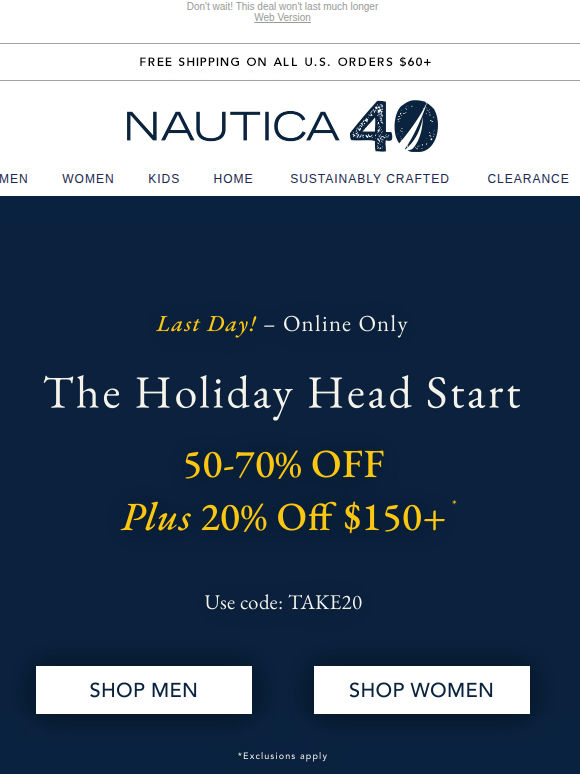 🚨 LAST DAY! Extra 20% off your purchase of $150+