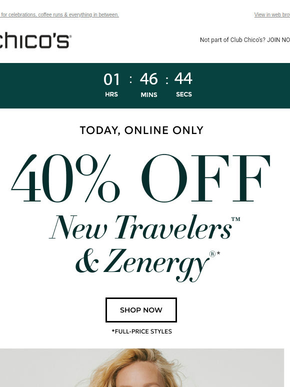 TODAY ONLY! 40% off NEW Travelers™ & Zenergy®