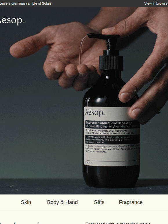 A considered gesture: a complimentary Solais sample