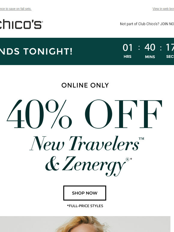 HOURS LEFT! 40% OFF NEW TRAVELERS™ & ZENERGY®