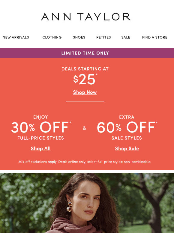 Take 30% Off + Styles Starting At $25