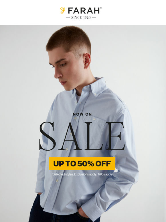 Up to half price on a range of styles