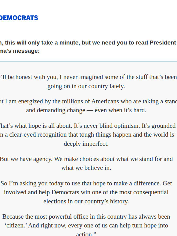 An important message from President Obama: