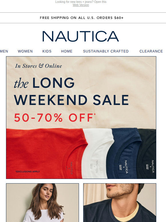 50-70% off in our Long Weekend Sale