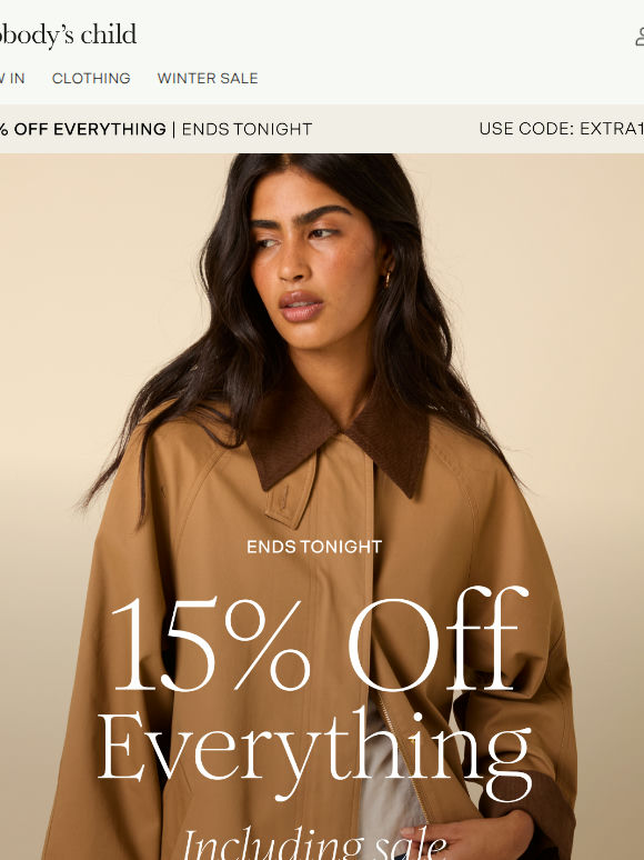 15% off ends tonight