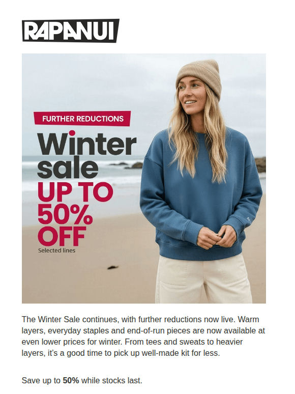 Winter Sale — Further Reductions