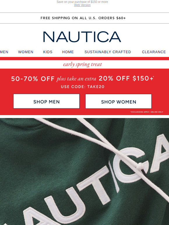 Kick off the season with an EXTRA 20% OFF $150 or more