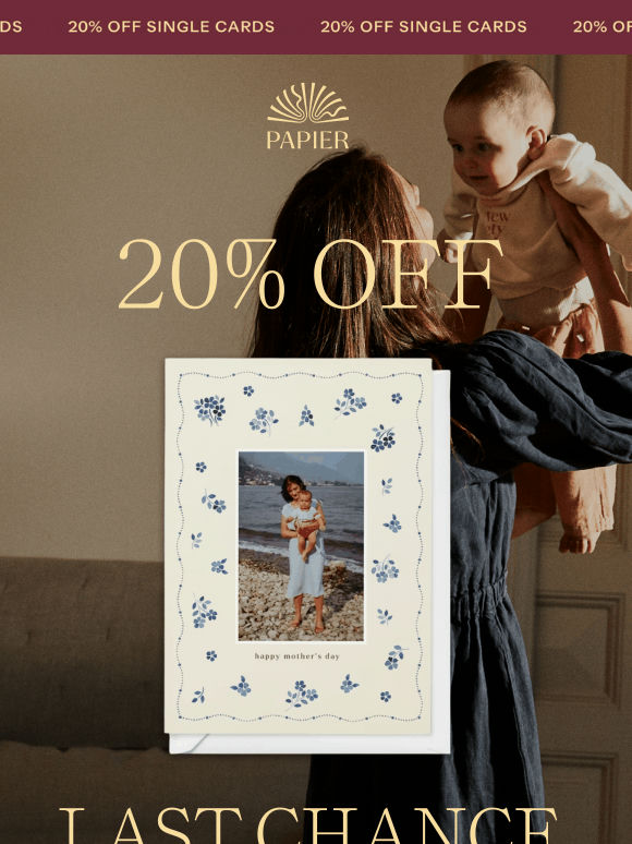 Final hours: 20% off cards for Mum
