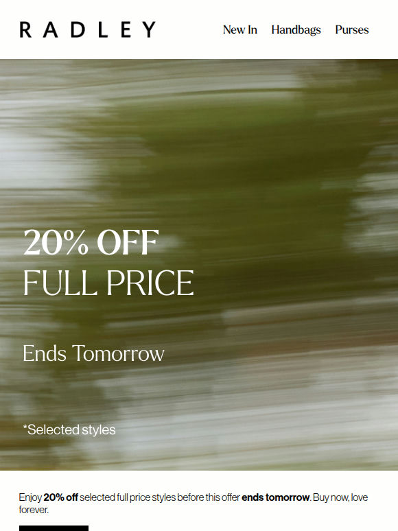 20% off ends tomorrow