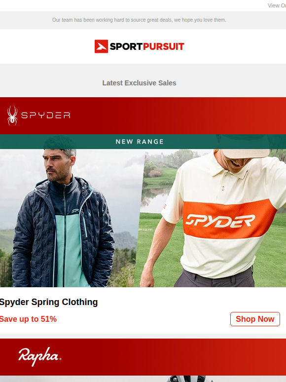 Spyder - New Range | Rapha Cycling | Lowe Alpine | Haglofs | Pika | Up to 78% Off!