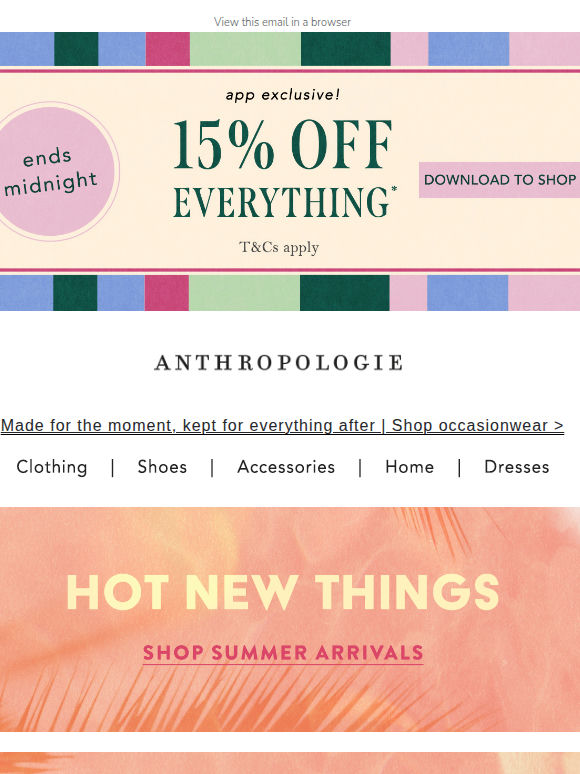 15% off everything* in the app ends midnight.