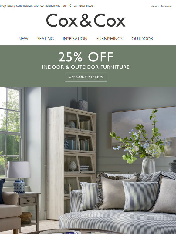 Don't miss 25% OFF all full priced furniture, while stocks last...