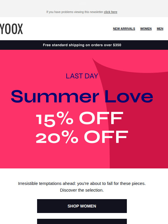 Your crush is here. Last chance for 15% & 20% OFF