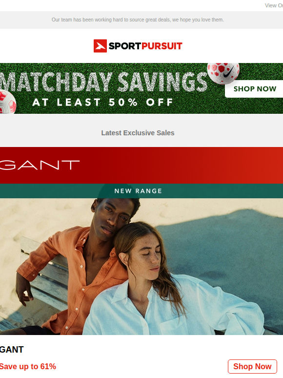 Gant - New Range | Red Bull SPECT Sunglasses | Clif Nutrition | Maul | Camping Furniture | Up to 71% Off!