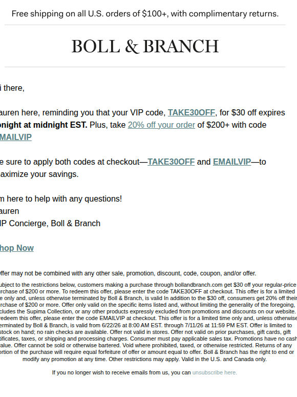 Your $30 credit expires tonight