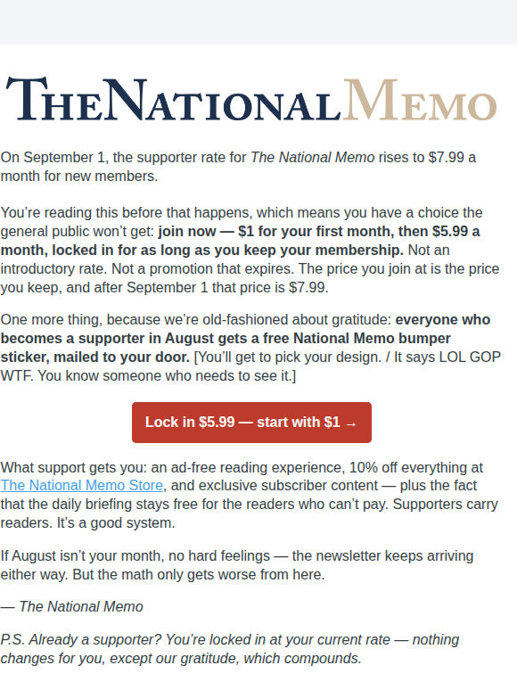The price is going up. Yours doesn’t have to.