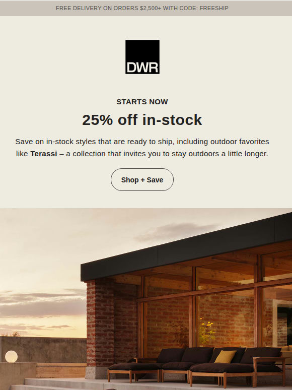 Starts now: 25% off in-stock designs