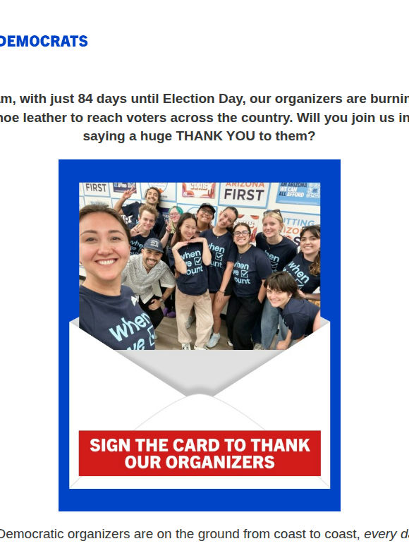 Sign the Thank You card for Democratic organizers →
