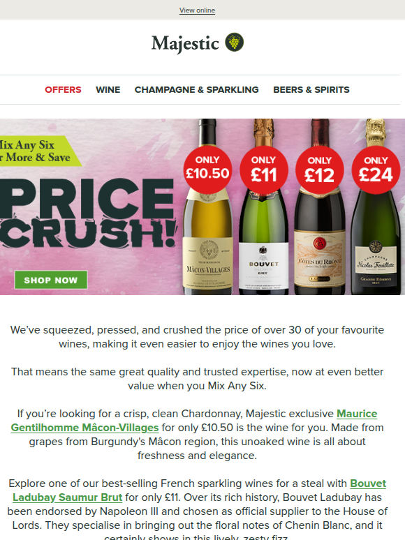 Price Crush! Over 30 of your favourite wines, for less