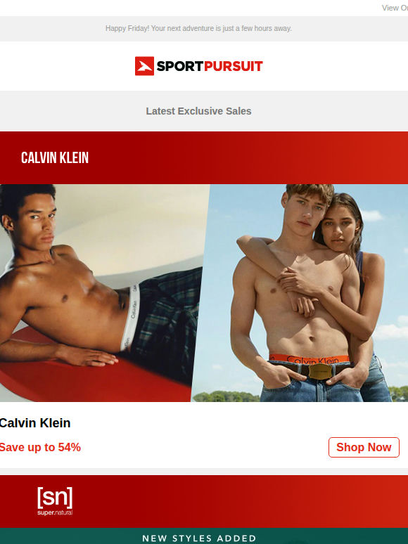 Up to 76% Off: Calvin Klein | Super.Natural Merino  | Red Bull SPECT Sunglasses | Family Camping Season End Sale | Waterproofs