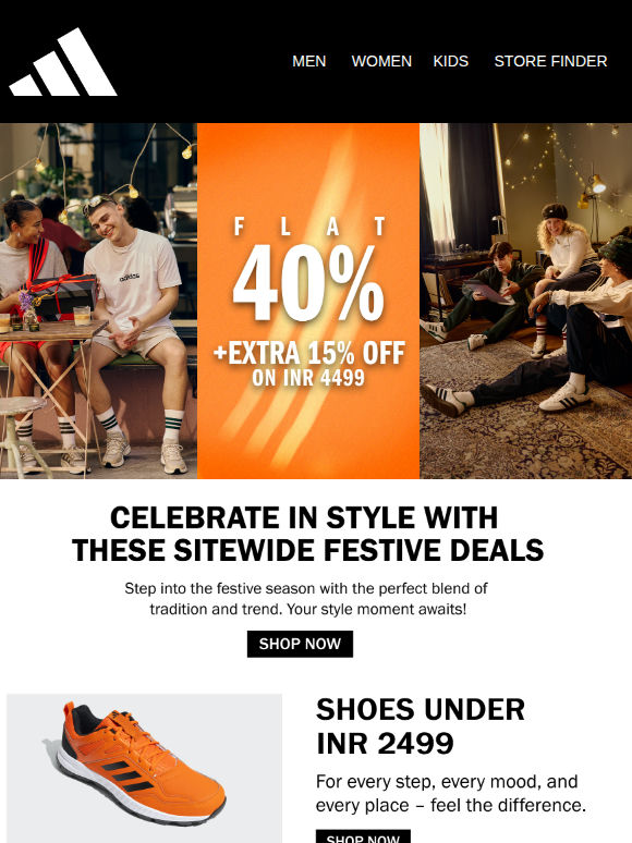 Festive Rush: Flat 40% + Extra 15% OFF—Only on INR 4499 Orders!