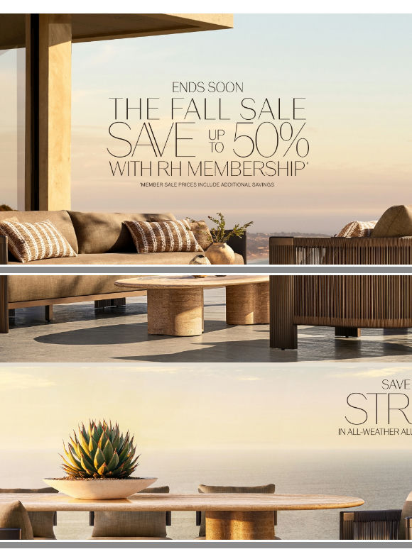 The Fall Sale. Save Up to 50% on Outdoor Collections in All-Weather Aluminum.