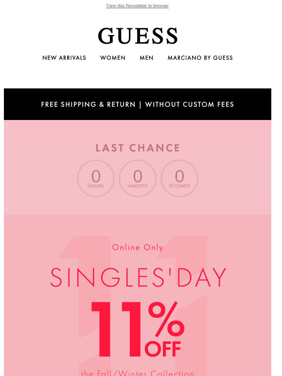 SINGLES DAY > Your 11% off won't last forever