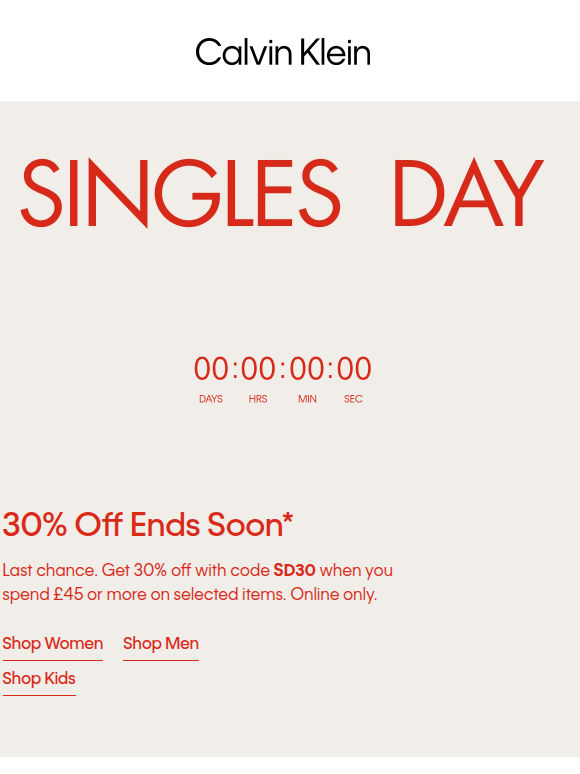 Singles' Day: 30% Off Ends Soon
