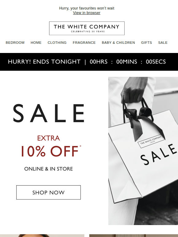 Extra 10% off sale ends tonight!