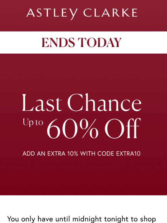 FINAL HOURS: Extra 10% off
