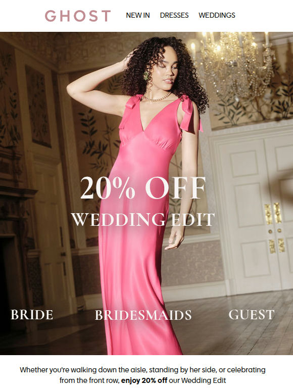 20% Off Wedding Ready Styles for the Whole Party