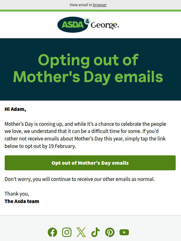 Don’t want to receive our Mother’s Day emails?