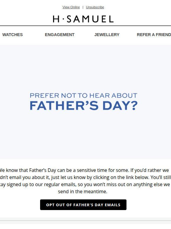Want to opt out of Father's Day emails?