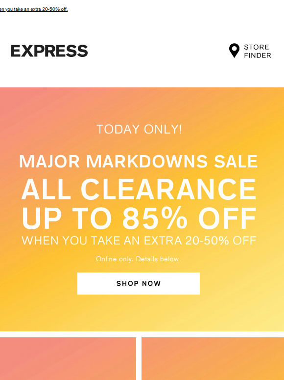 TODAY ONLY! All clearance up to 85% off