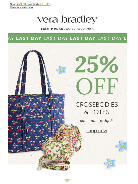 25% off Crossbodies and Totes