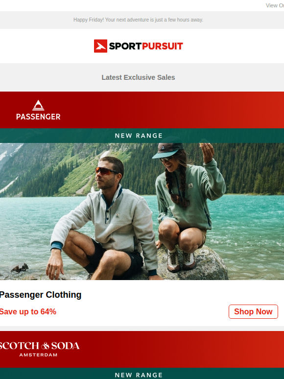 Up to 82% Off: Passenger Clothing - New Range | Scotch & Soda | Hiking Socks | Cannondale Wheels & Components | Reebok Underwear and Swim