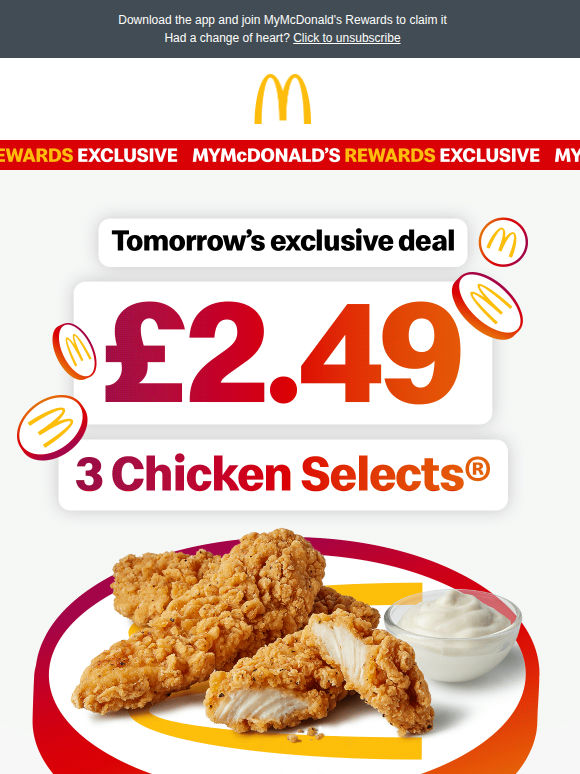 A cheeky deal on Chicken Selects® ❤️