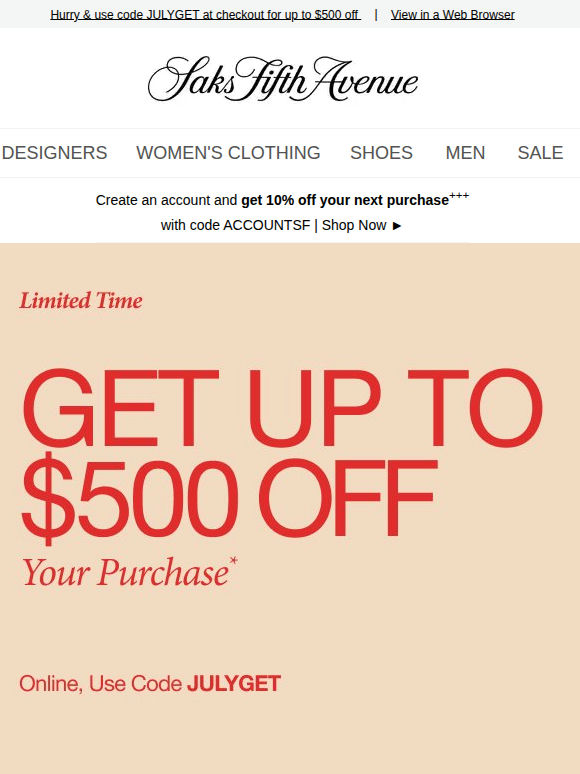 Last day for up to $500 off