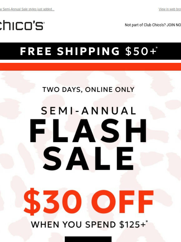 ENDS TOMORROW! $30 off $125+ *excl. apply