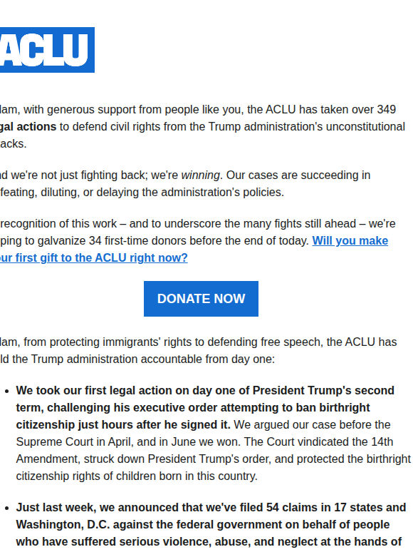 Over 349 legal actions against the Trump administration