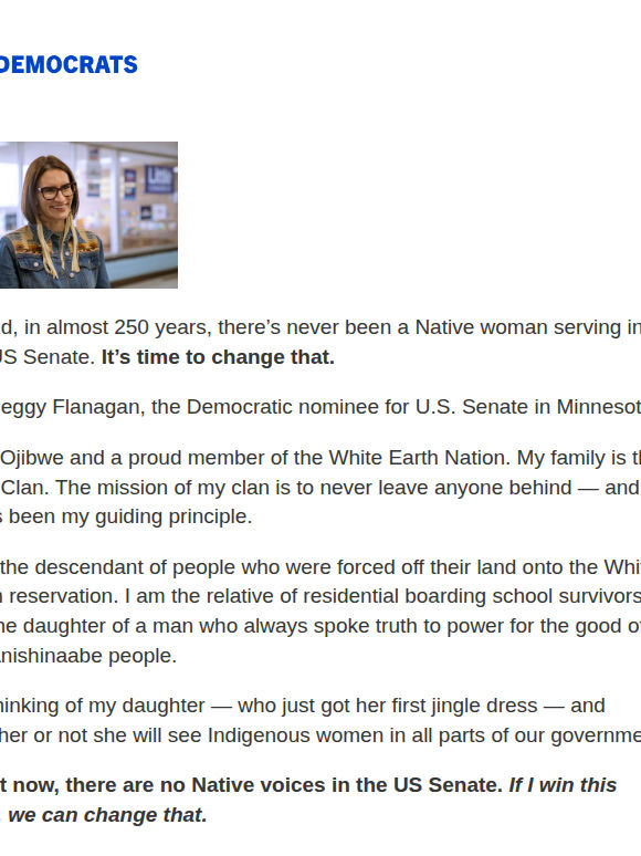 In almost 250 years, there’s never been a Native woman serving in the US Senate.