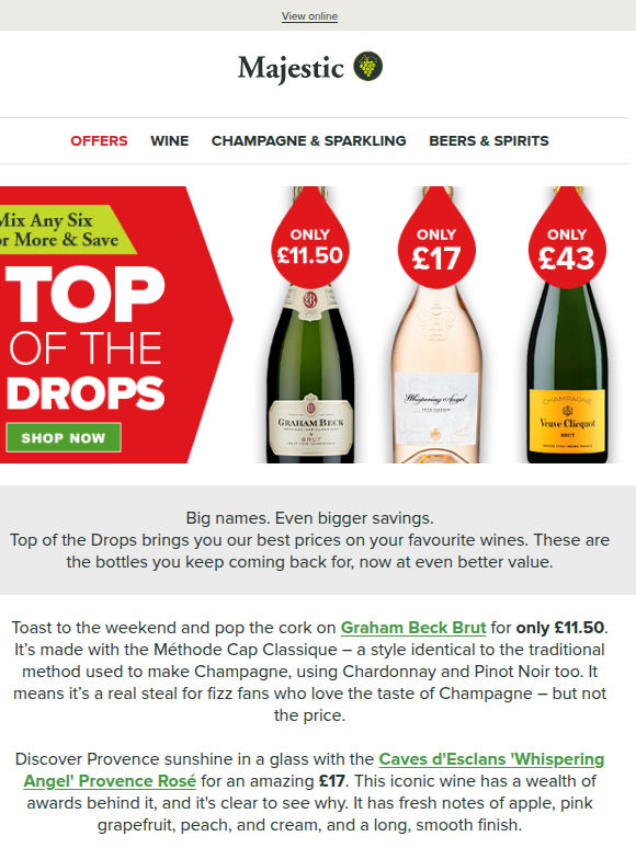 Our best deals: Graham Beck £11.50, Whispering Angel £17, Veuve Clicquot £43