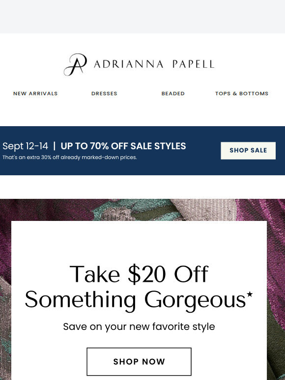 Don't Forget! You've Got $20 Off Your Next Order