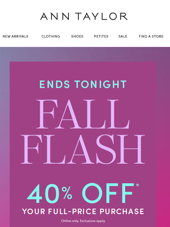 Fall Flash Ends Tonight!