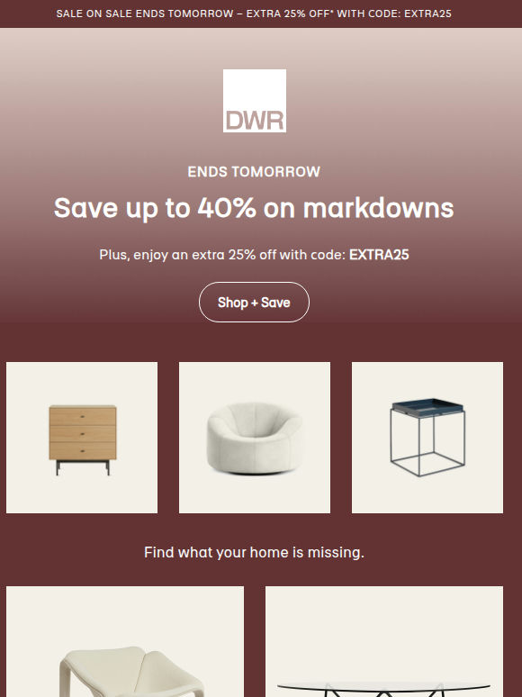 Up to 40% off markdowns ends tomorrow