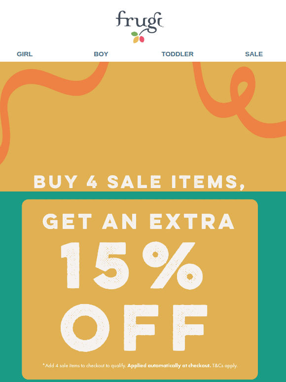 Buy 4 Sale Items = Get EXTRA 15% OFF ⭐