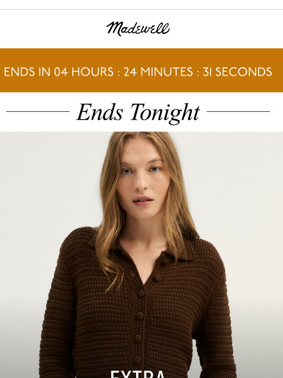 Ends tonight: extra 30%-50% off sale