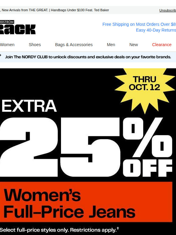 Ends tonight! EXTRA 25% OFF select full-price women’s jeans for a limited time